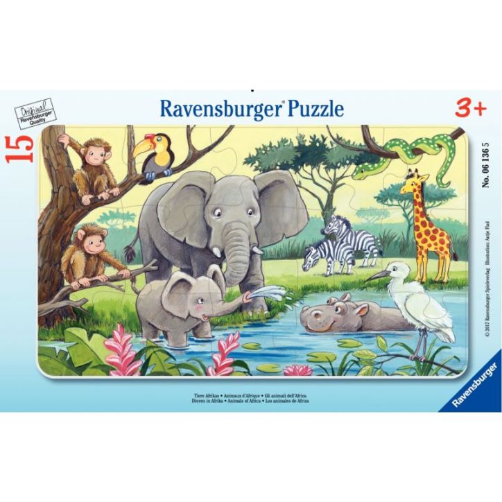 Puzzle à  cadre 15 pièces, les animaux d'Afrique 4005556061365 RAVENSBURGER