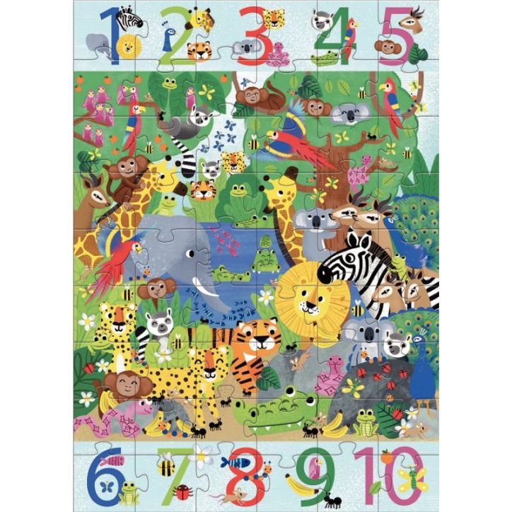 Puzzle géant 54 pièces, la jungle de 1 à 10 DJ07148 DJECO