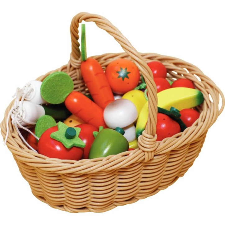 Panier de 24 fruits et légumes en bois J05620 JANOD