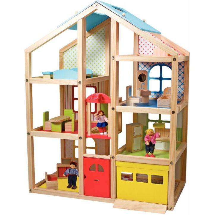 Maxi maison de poupées meublée, hauteur 76 cm 12462