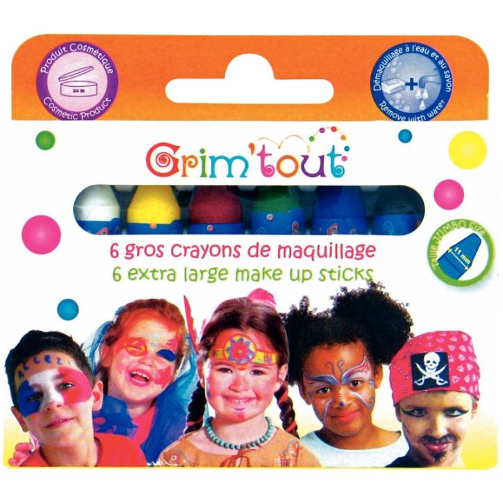 Boîte de 6 gros crayons de maquillage vifs assortis GT41948
