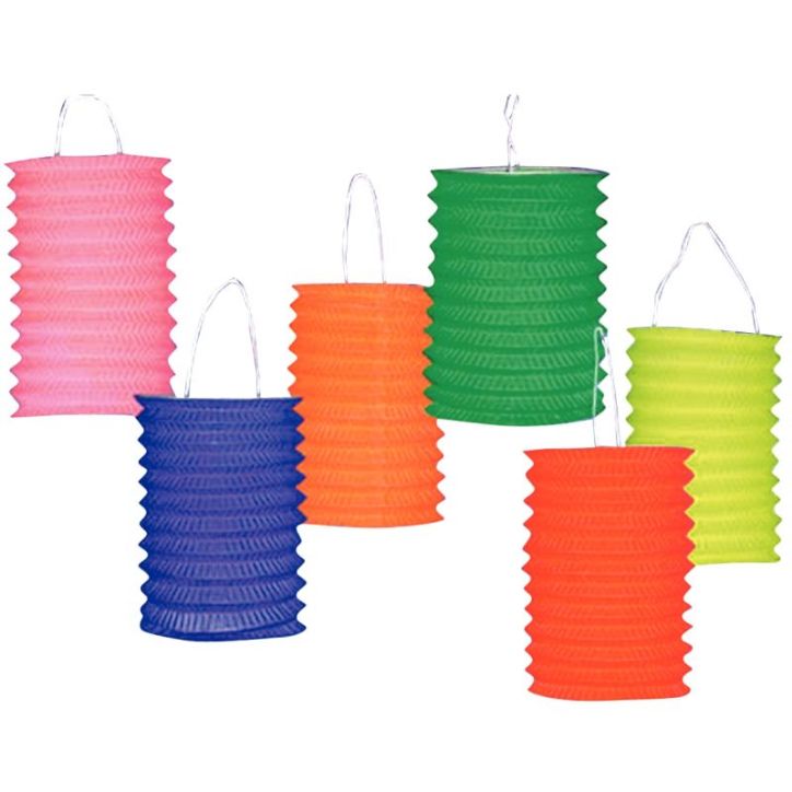 Lot de 30 lampions cylindriques hauteur 13 cm coloris assortis 14001MA