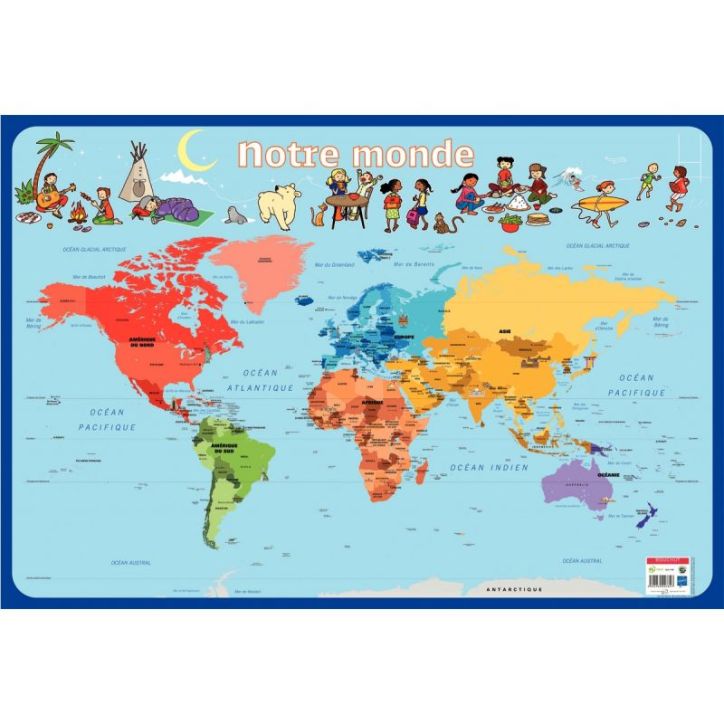 Poster Pédagogique en PVC 76x52cm - Thème Le Monde PAPPOSTMONDE