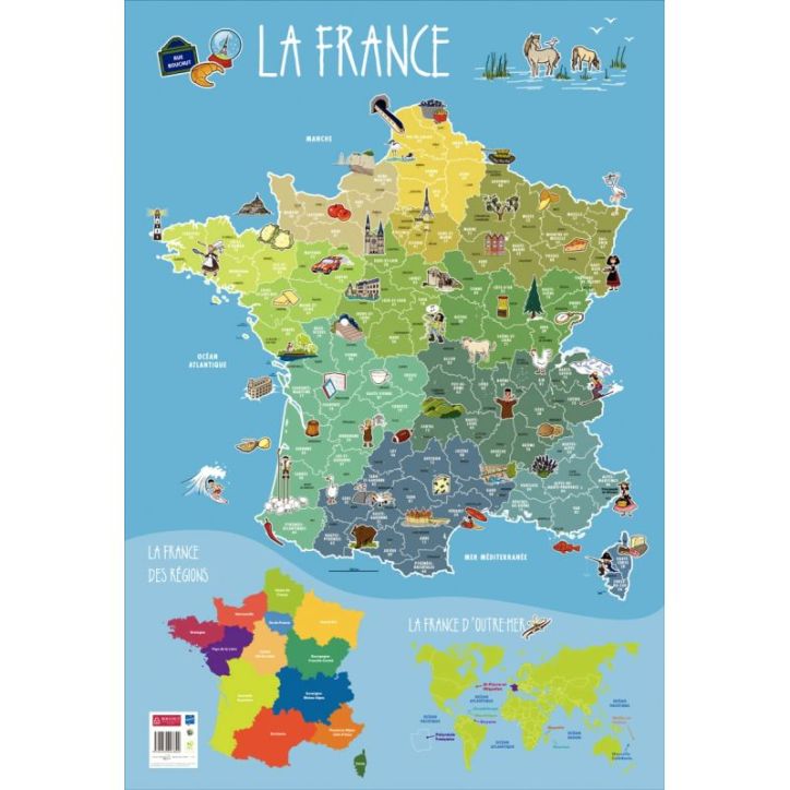 Poster Pédagogique en PVC 76x52cm - Thème La France PAPPOSTFRANCE