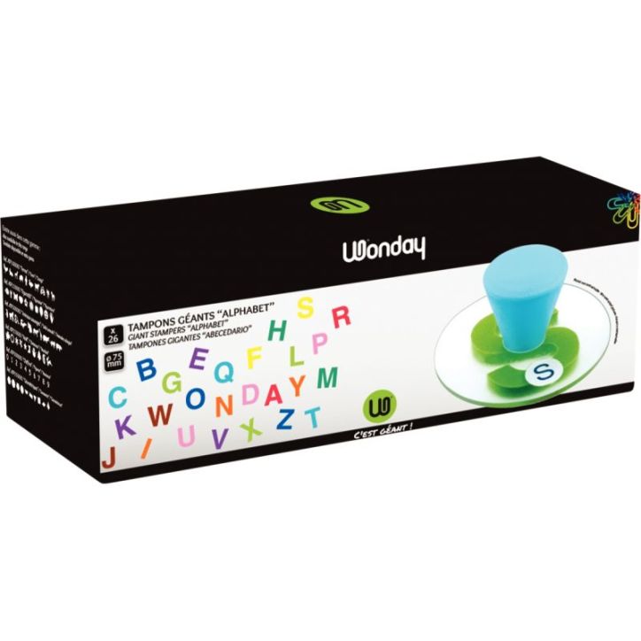 Lot de 26 maxi tampons, les 26 lettres de l'alphabet en majuscule ATP400083 WONDAY