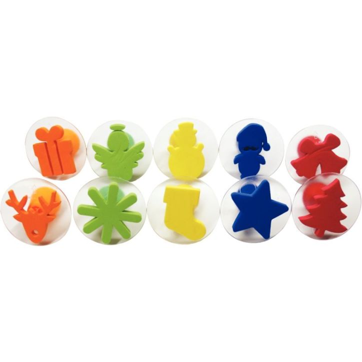 Set de 10 tampons D. 7,5 cm EVA thème Noël L740002