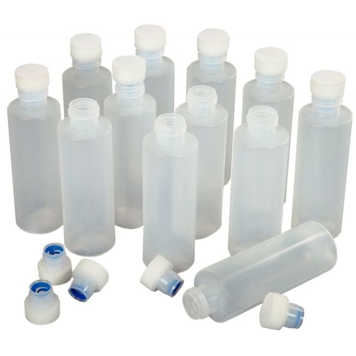 Lot de 12 flacons 125ml en plastique souple et transparent avec bouchon mousse 0682 O'COLOR