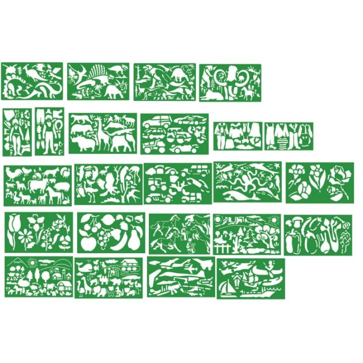 Lot de 24 pochoirs en plastique, thèmes assortis Q2624 QUERCETTI