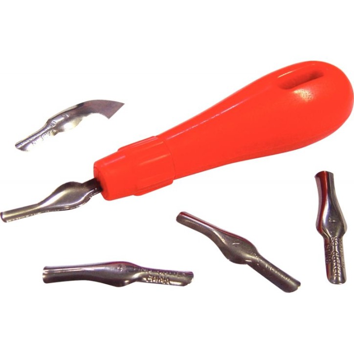 Set manche + 5 gouges assorties pour linogravure 792-6