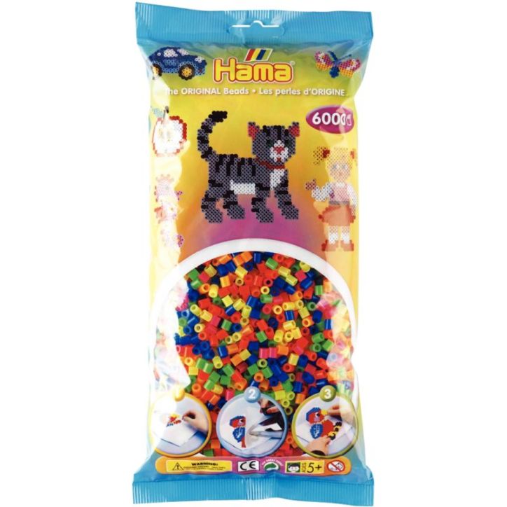 Sachet de 6 000 perles Hama à repasser taille midi néon 205-51 HAMA