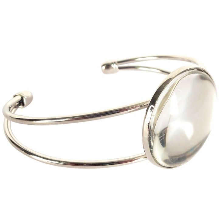 Sachet de 10 bracelets argentés rigides avec 10 cabochons en verre 270008