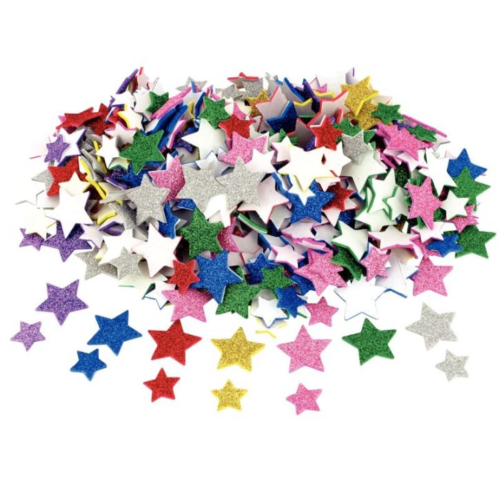 lot de 500 étoiles pailletées en mousse de caoutchouc adhésives L831900