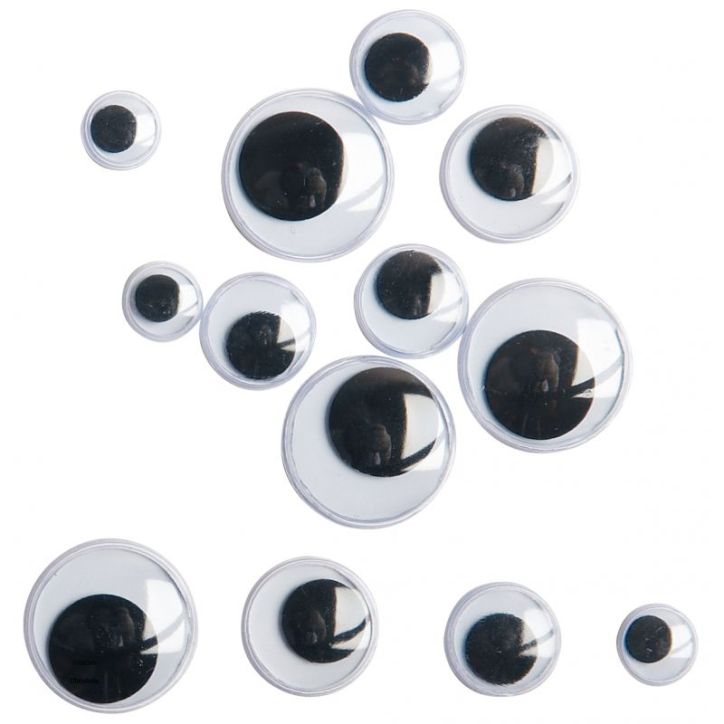 Sachet de 100 yeux mobiles adhésifs. 4 diamètres assortis 890301