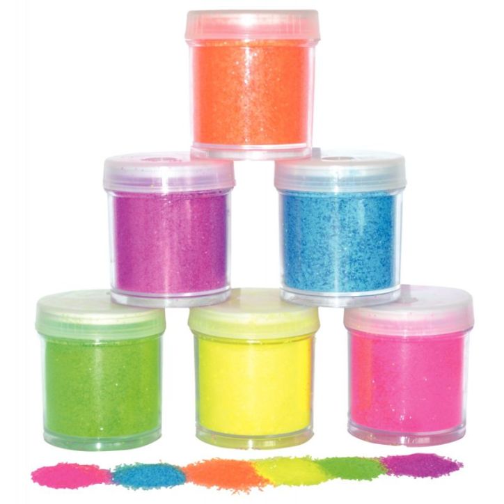 Lot de 6 salières de poudre de paillettes  fluorescente de 45 grammes A800120