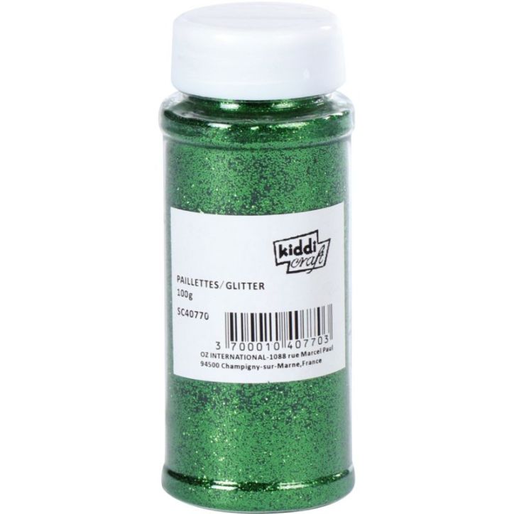Salière de 100 grammes de poudre scintillante vert SC40770