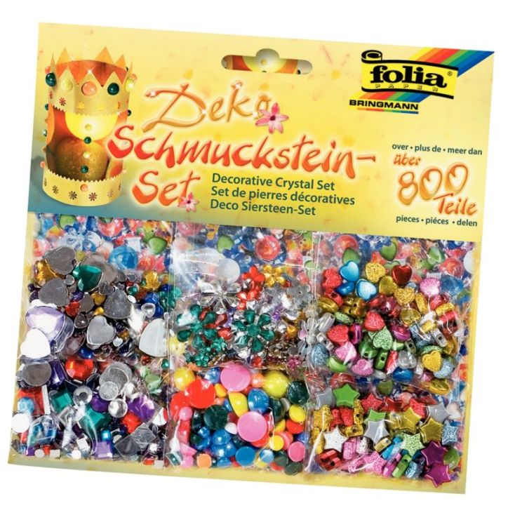 Sachet de 800 pierres décoratives en plastique à coller assorties 12419