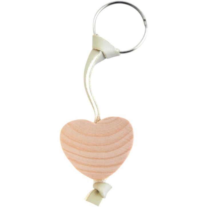 Lot de 10 porte-clés cur en bois 800586