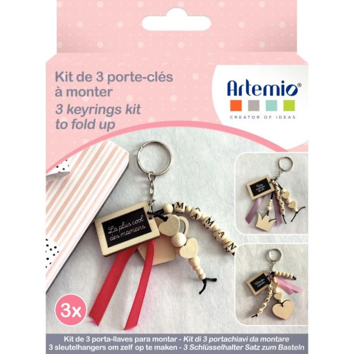 Kit de 3 porte-clés en bois pour Maman 14003162