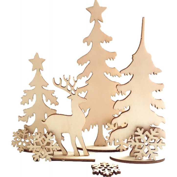 Planche décor forêt de Noël en bois 101212