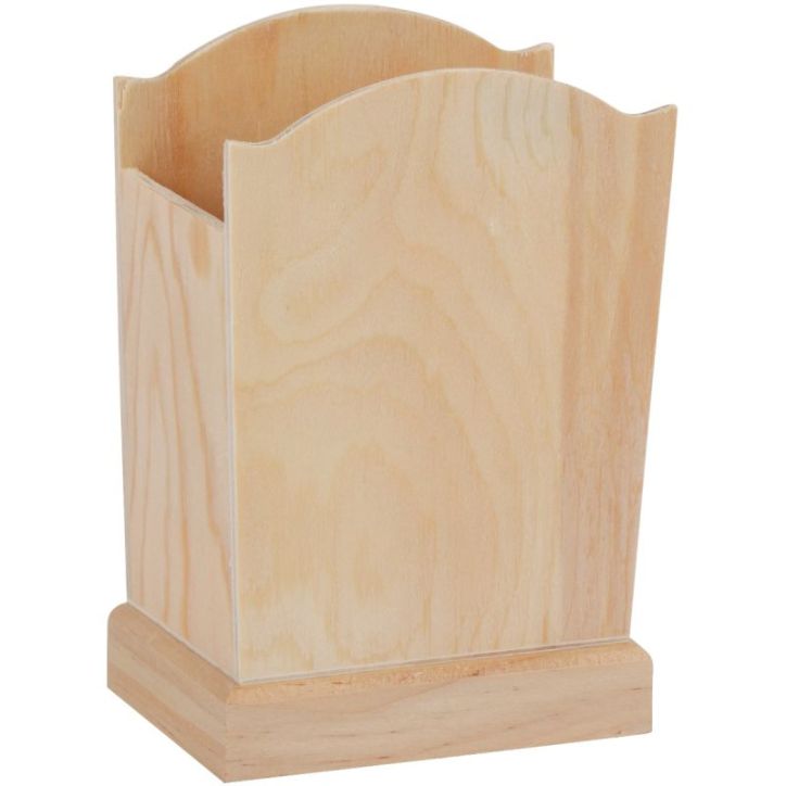 Lot de 5 pots à crayons en bois, hauteur 15 cm MAJ7393