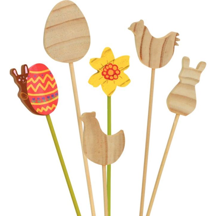 Lot de 12 piques fleurs Pâques 210115