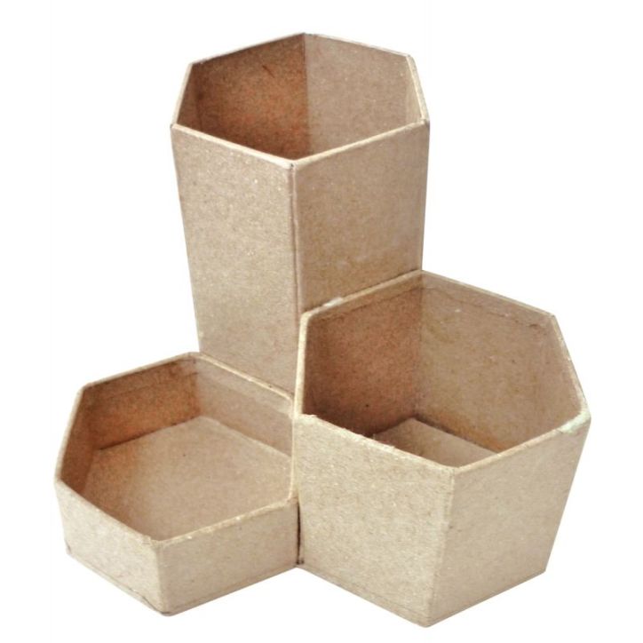 Lot de 6 pots à crayons en carton, 3 compartiments 650152