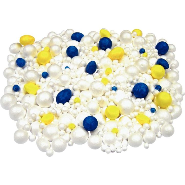 Carton de 550 boules et oeufs en styropor assortis 795-600