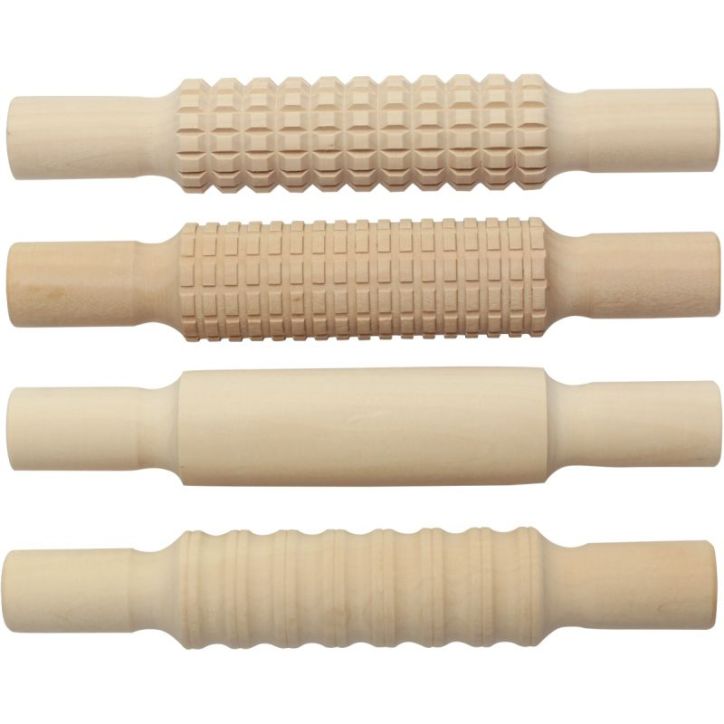 Lot de 4 rouleaux en bois à empreinte 2107