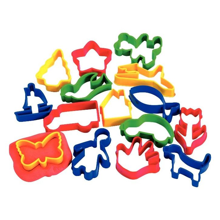 Lot de 16 maxi emporte pièces, formes et couleurs assorties : bleu, rouge, vert et jaune 75050