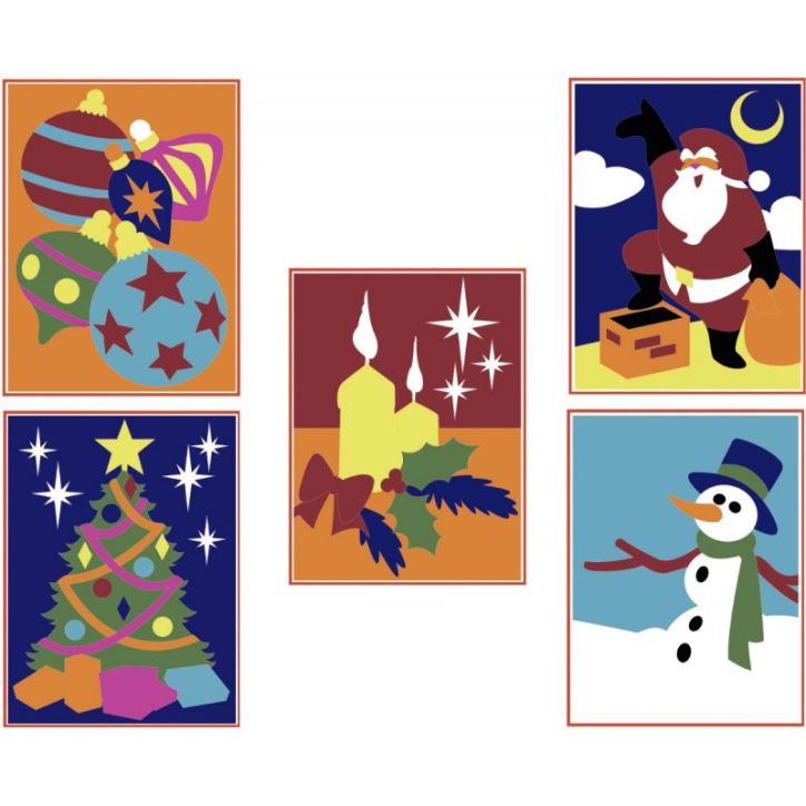 Lot de 5 cartes adhésives noel à décorer 1700X5