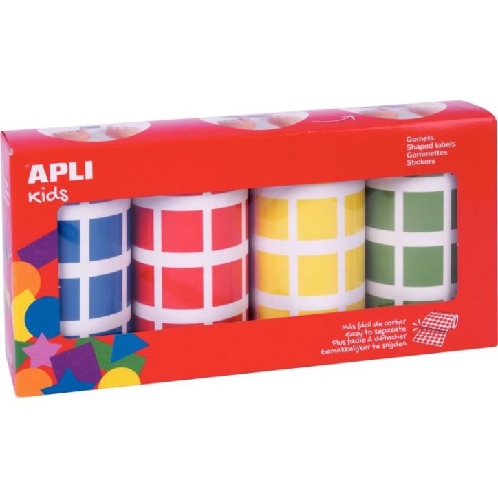 Lot de 4 rouleaux de maxi gommettes carrées 20 mm 18326 AGIPA