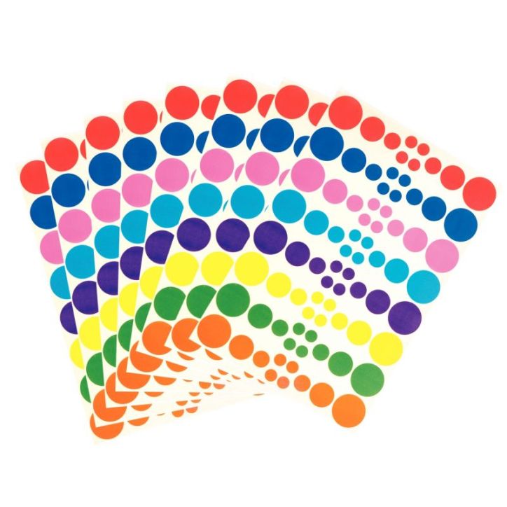 Pochette de 640 gommettes rondes adhésives assorties GARM/640