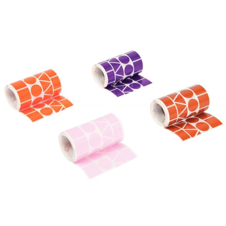 Lot de 4 rouleaux de maxi gommettes géométriques adhésives, couleurs pop assorties 11913 AGIPA