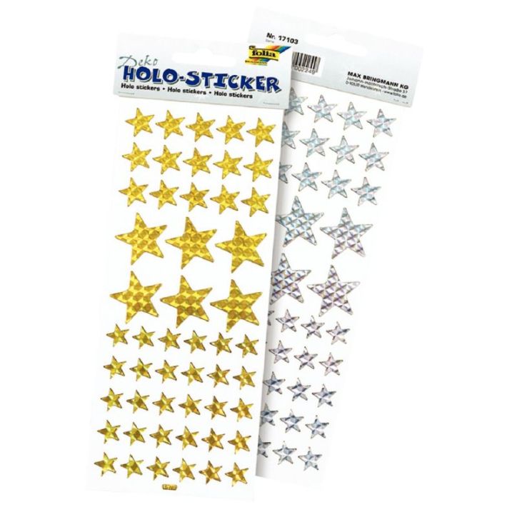 Paquet de 102 gommettes étoiles holographiques or et argent 17103