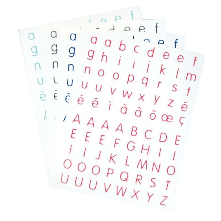 Pochette de 320 gommettes adhésives Alphabet 4 couleurs assorties MAJ4ALPHA CLEOPATRE