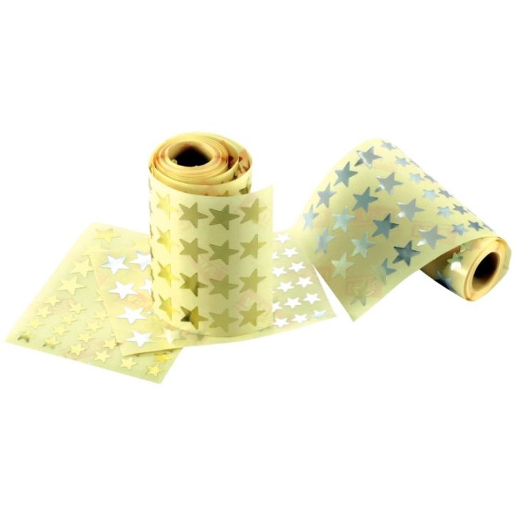 Lot de 2 rouleaux de gommettes étoiles adhésives or et argent 100664 AGIPA