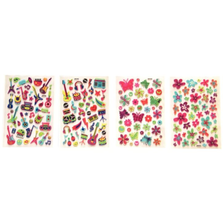 Pochette de 345 stickers 3D thème assortis 290152