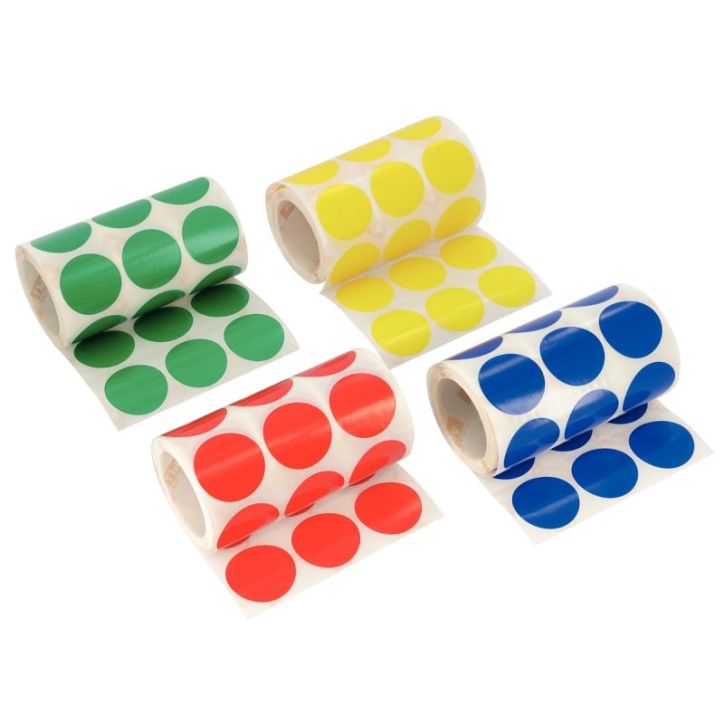 Lot de 4 rouleaux de maxi gommettes adhésives rondes diamètre 33 mm, couleurs vives assorties 14769 AGIPA