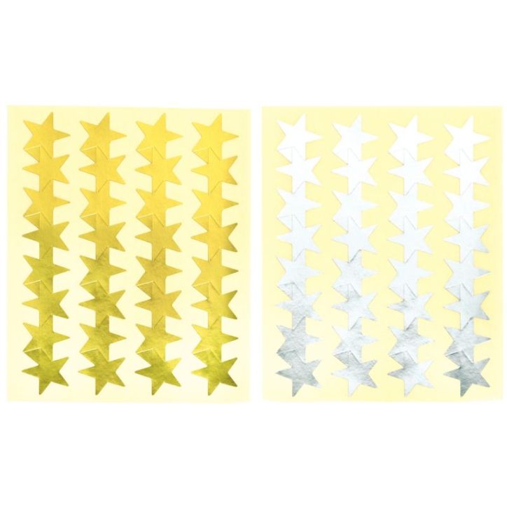 Pochette de 128 maxi gommettes étoiles métalisées or et argent 119 225 AGIPA