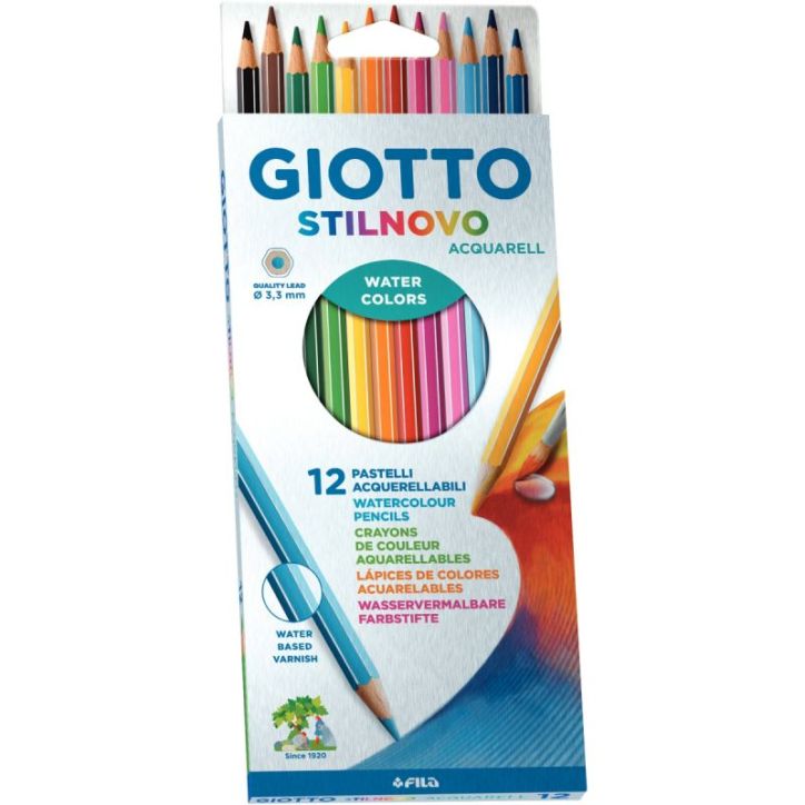 Etui de 12 crayons de couleur Stilnovo aquarellables assortis F25570000 STILNOVO GIOTTO