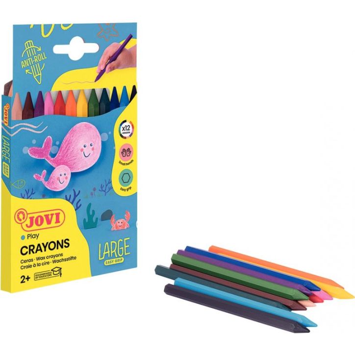 Pochette de 12 crayons plastique forme hexagonale couleurs assorties 590001