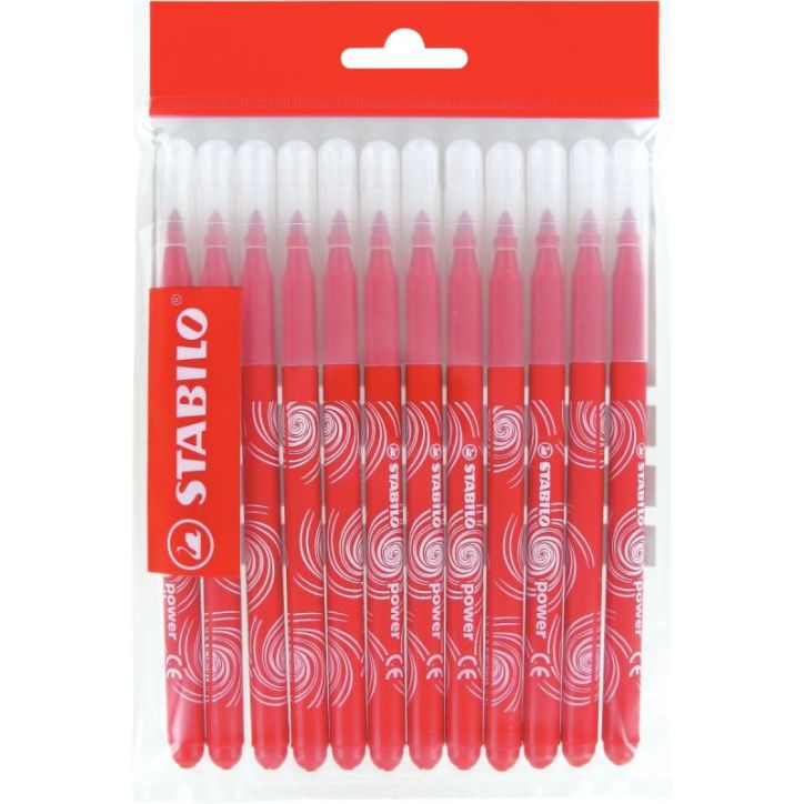 Recharge pour schoolpack de 12 feutres Power pointe moyenne rouge BE15/278-28048 STABILO