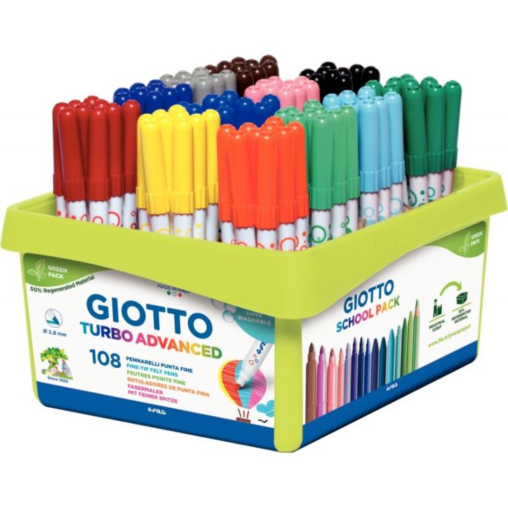 Classpack de 108 feutres Giotto Turbo Advanced pointe moyenne F523900 GIOTTO