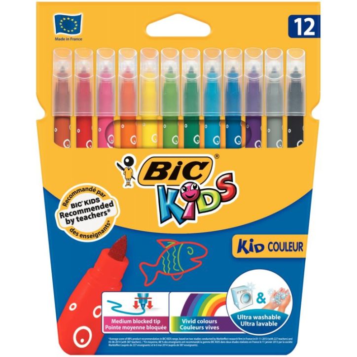Lot de 12 pochettes 12 kids couleurs dont 2 gratuits 953052 BIC