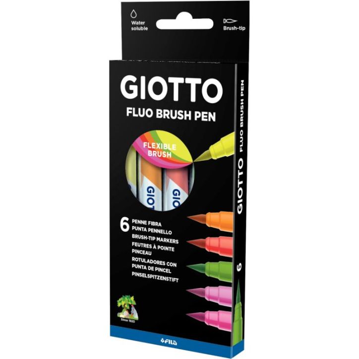 Etui de 6 feutres Soft Brush fluo F427200 GIOTTO