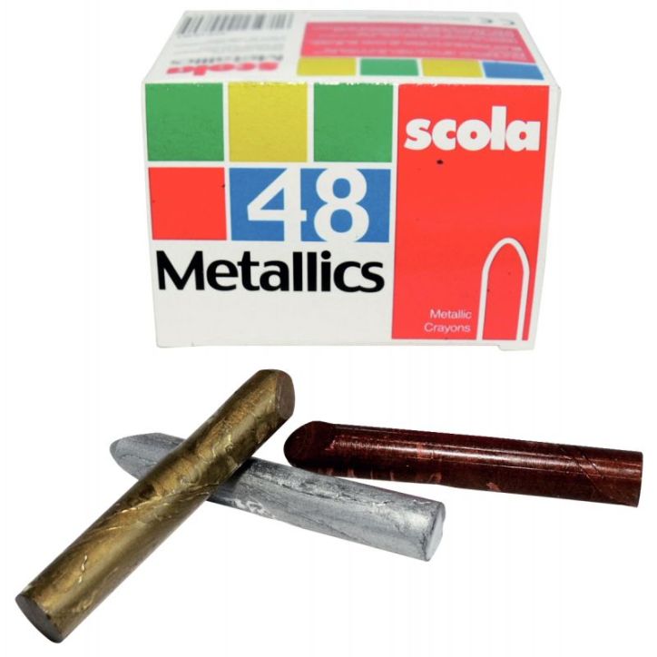 Boîte de 48 crayons à la cire couleurs or, argent et bronze XVP163M