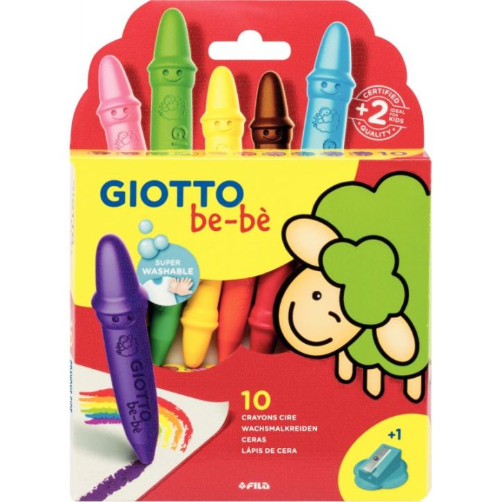Etui de 10 maxi crayons cire incassable Giotto bébé assorti + taille crayons F47920000 GIOTTO BEB GIOTTO