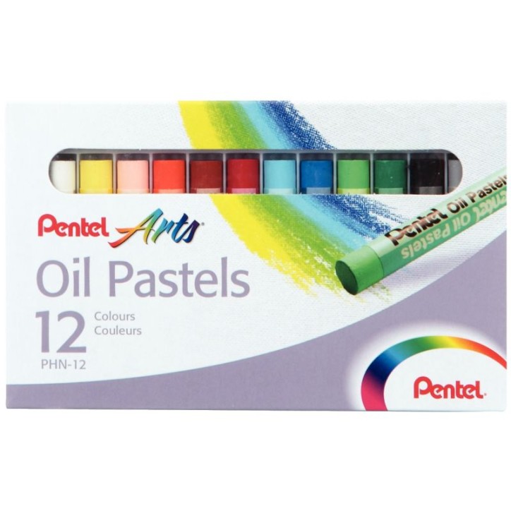 Boite de 12 pastels à l'huile 8 mm PHN-12U PENTEL