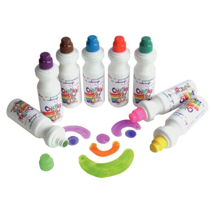 Boîte de 8 marqueurs 75 ml Chunkie vert toucan, mangue, papaye, fuchsia, violet, anis, turquoise et cacao CH4(...)