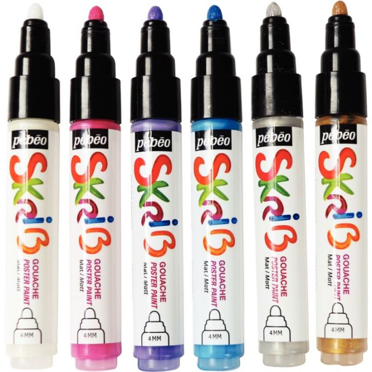 Set de 6 marqueurs gouache coloris poesie 604104 PEBEO